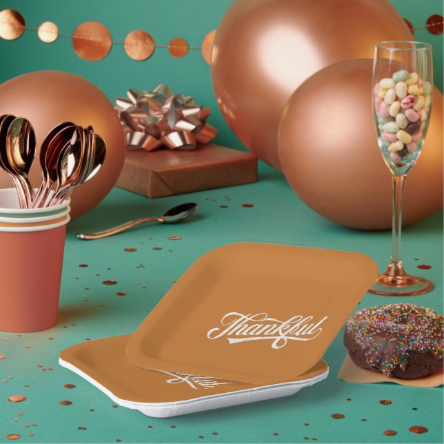 Vintage Thankful Thanksgiving Fall Gift Paper Plates (Multi)