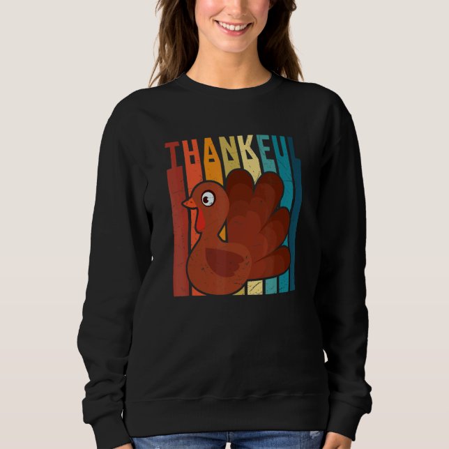 Vintage Thankful TurkeyThanksgiving Pilgrim Boys G Sweatshirt (Front)