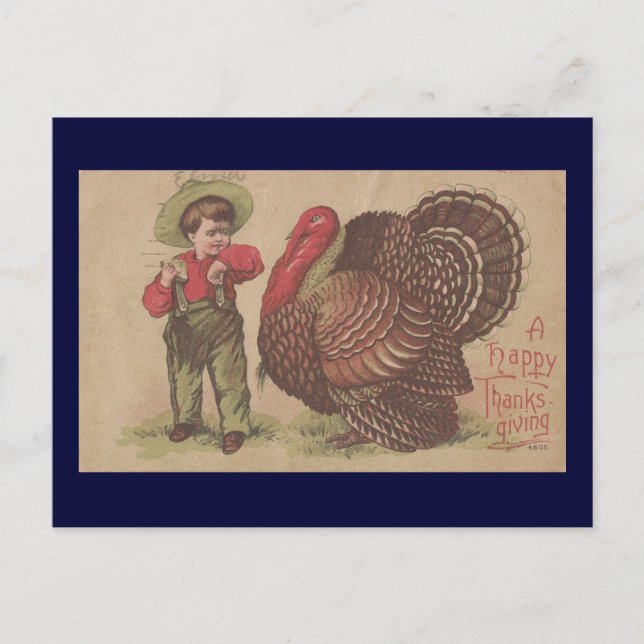 Vintage Thankgiving Turkey Holiday Postcard (Front)