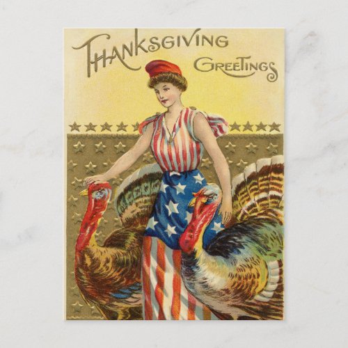 Vintage Thanksgiving American Greeting Holiday Postcard