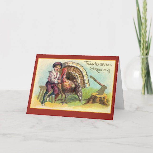 Vintage Thanksgiving Art Greeting Cards (Front)