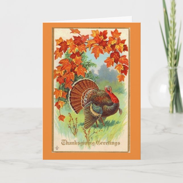 Vintage - Thanksgiving Autumn Leaves, Holiday Card (Front)