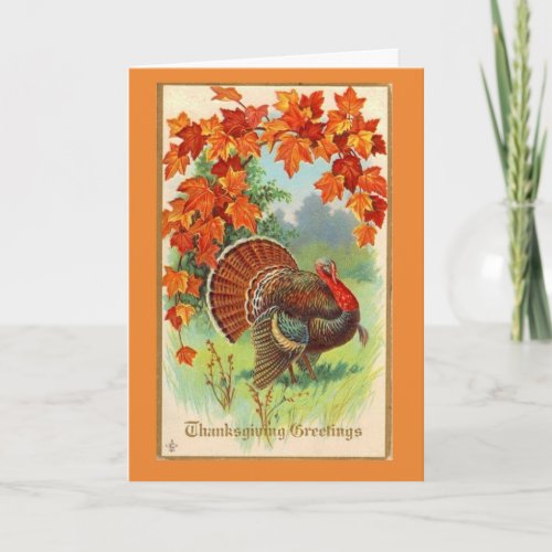 Vintage _ Thanksgiving Autumn Leaves Holiday Card