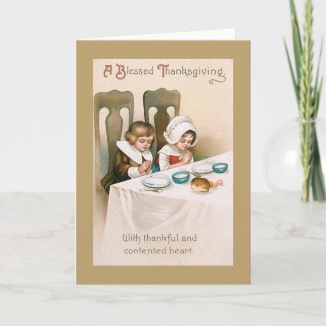 Vintage Thanksgiving Blessings Greeting Card (Front)