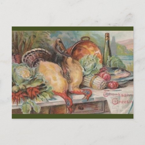 Vintage Thanksgiving Bounty Still Life Postcard