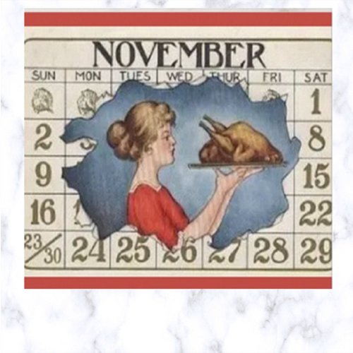 Vintage Thanksgiving Calendar Postcard
