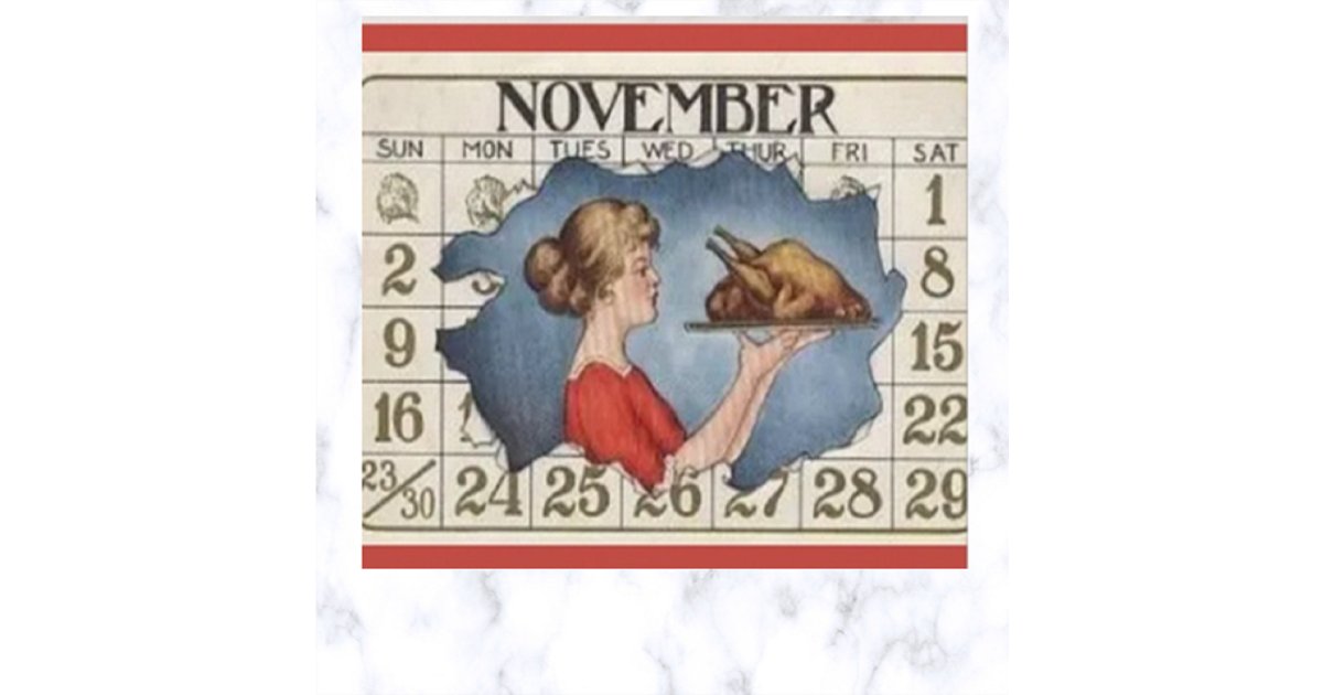 Vintage Thanksgiving Calendar Postcard Zazzle