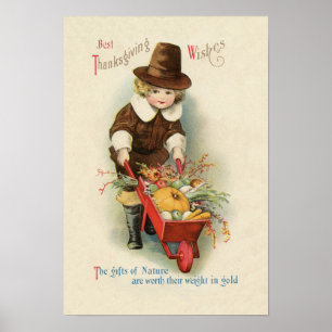 Vintage Thanksgiving Card Poster