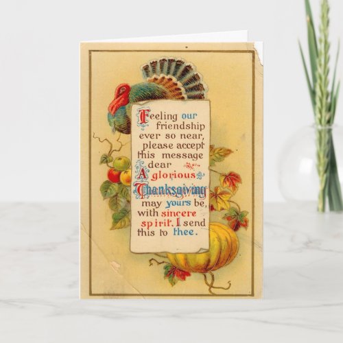 Vintage Thanksgiving Card with Poem Greeting Card