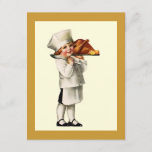 Vintage Thanksgiving Child Chef Turkey INVITATIONS