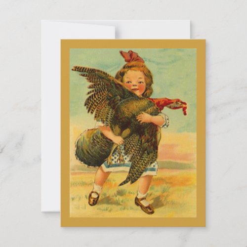 Vintage Thanksgiving Child Wild Turkey INVITATIONS