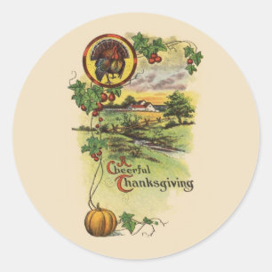 Vintage Thanksgiving Classic Round Sticker