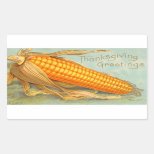 Vintage Thanksgiving Corn Husk Rectangular Sticker