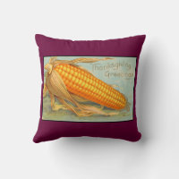Vintage Thanksgiving Corn Husk Throw Pillow