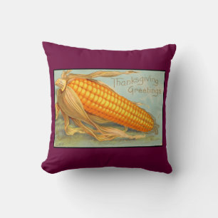 Vintage Thanksgiving Corn Husk Throw Pillow