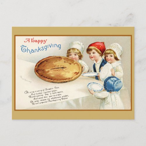 Vintage Thanksgiving Cute Funny Pie Poem Postcard