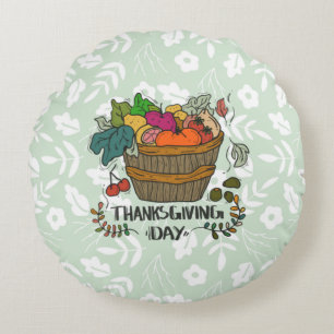 Vintage Thanksgiving Day Design Round Pillow