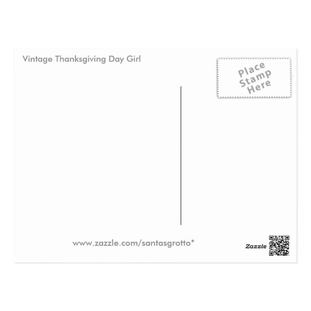 Vintage Thanksgiving Day Girl Postcard