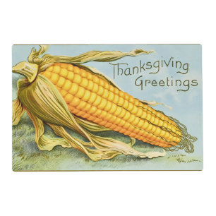 Vintage Thanksgiving Day Golden Ripe Corn Card Placemat