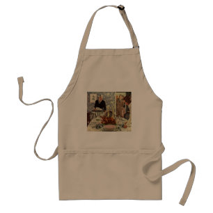 Vintage Thanksgiving Day Turkey Dinner with Family Adult Apron