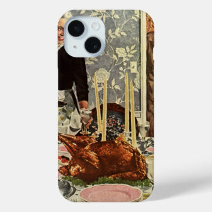 Vintage Thanksgiving Day Turkey Dinner with Family iPhone 15 Case