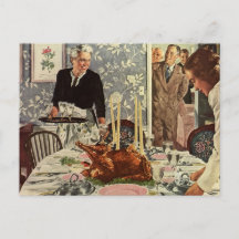 Vintage Thanksgiving Day Turkey Dinner with Family