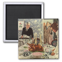 Vintage Thanksgiving Day Turkey Dinner with Family Magnet