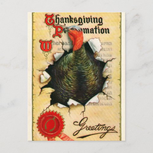 Vintage Thanksgiving Day Turkey Postcard