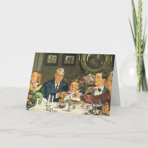 Vintage Thanksgiving Dinner Family Holiday Card