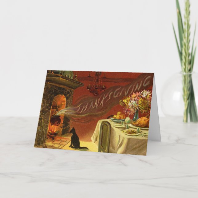Vintage Thanksgiving Dinner Greeting Card (Front)