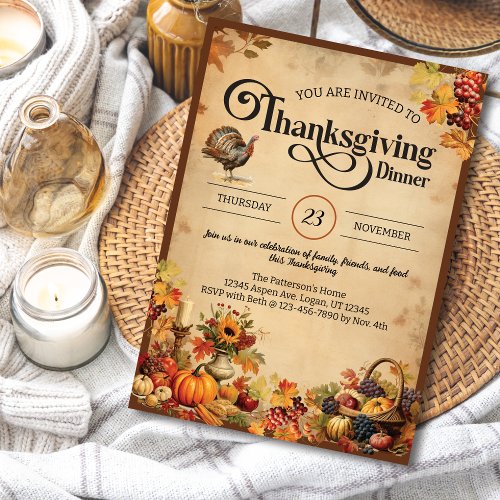 Vintage Thanksgiving Dinner  Invitation