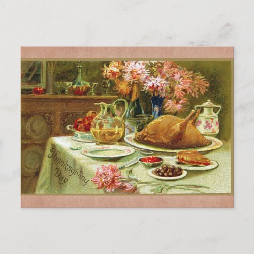 Vintage Thanksgiving Family Turkey Dinner Postcard