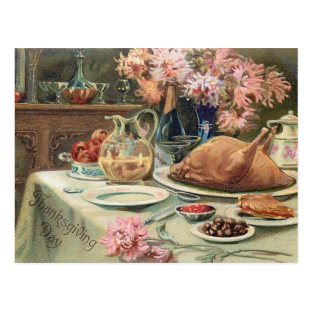 Vintage Thanksgiving Feast Postcard