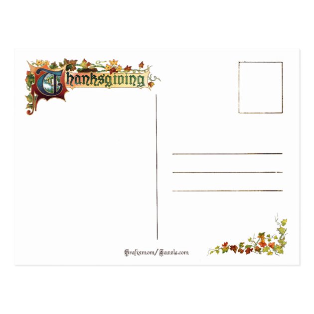 Vintage Thanksgiving Floral With Verse Postcard