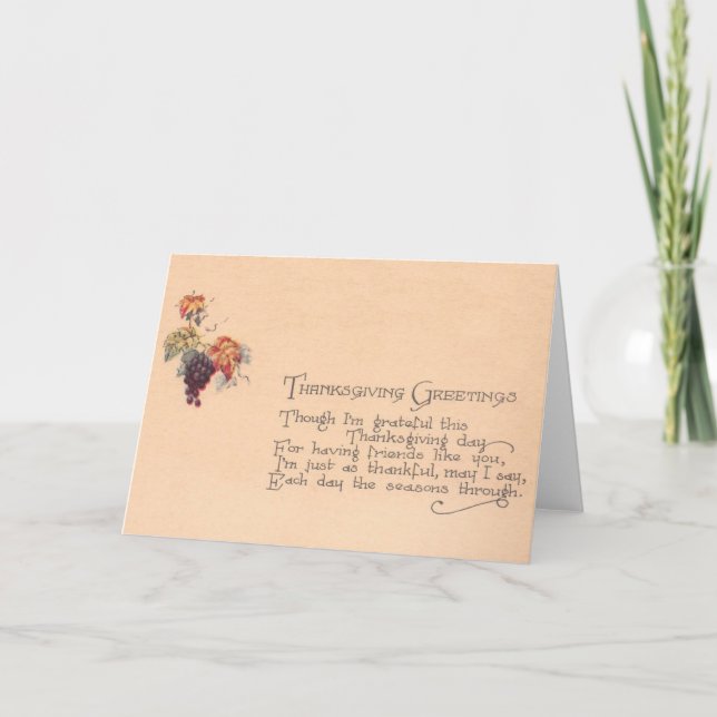 Vintage Thanksgiving Friends Greeting Card (Front)