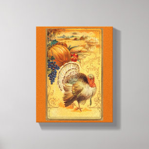 Vintage Thanksgiving Greeting Canvas Print