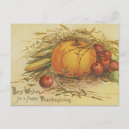 Vintage Thanksgiving greeting harvest produce Postcard