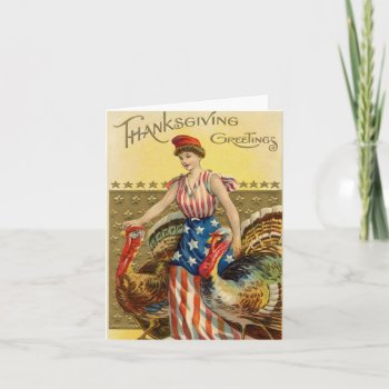 Vintage Thanksgiving Greeting Holiday Card by greetingcardsonline at Zazzle