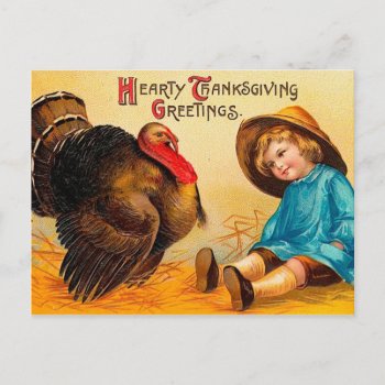Vintage Thanksgiving Greeting Holiday Postcard by greetingcardsonline at Zazzle