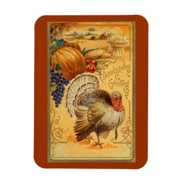 Vintage Thanksgiving Greeting Magnet (Vertical)