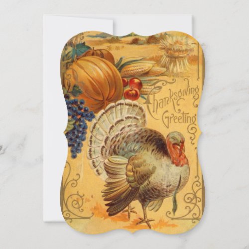 Vintage Thanksgiving Greeting With Turkey  Bounty Holiday Card