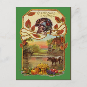 Vintage Thanksgiving Greetings, Autumn, ZSSG Holiday Postcard