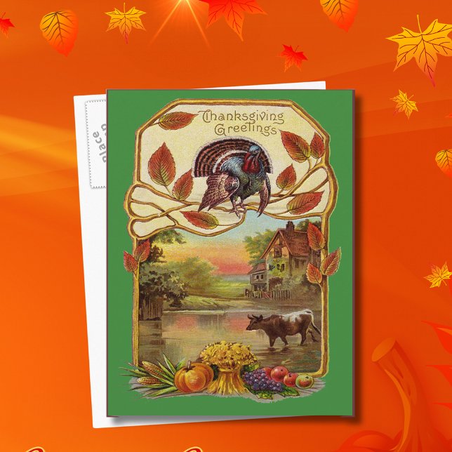 Vintage Thanksgiving Greetings, Autumn, ZSSG Holiday Postcard (Vintage Thanksgiving Greetings Autumn Holiday Postcard)