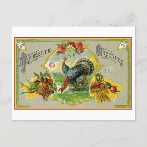 Vintage Thanksgiving Greetings Holiday Postcard