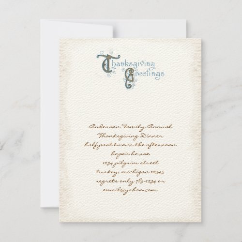 Vintage Thanksgiving Greetings Invitations