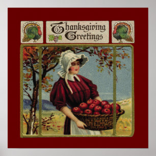 Vintage Thanksgiving Greetings Poster