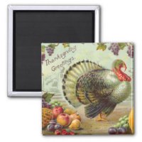 Vintage Thanksgiving Greetings Square Magnet