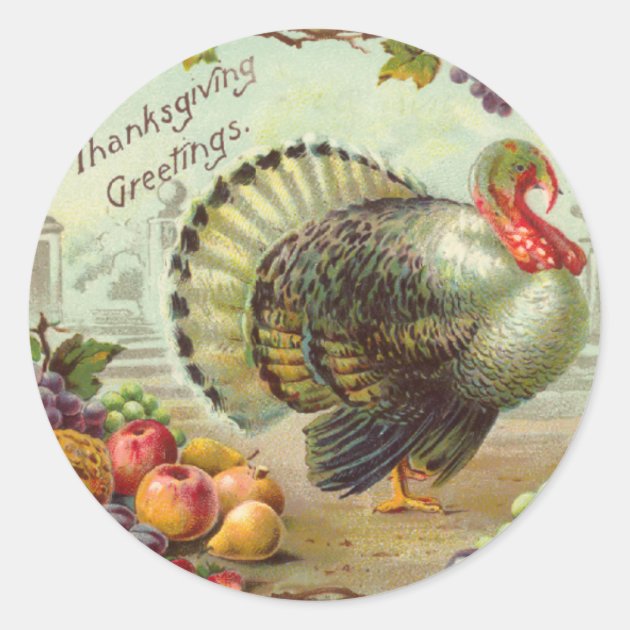 Vintage Thanksgiving Greetings Sticker