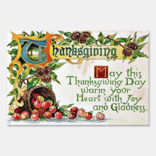 Vintage Thanksgiving Greetings Yard Sign (Front)