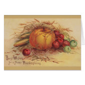 Vintage Thanksgiving Harvest Greeting Card (Front Horizontal)